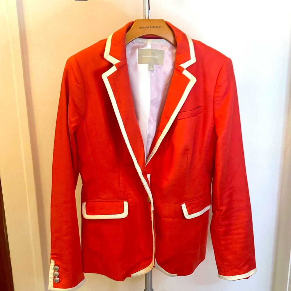 Banana Republic Red Blazer with White Accents